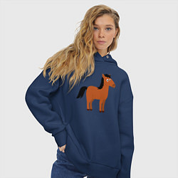 Толстовка оверсайз женская Забавная лошадь, цвет: тёмно-синий — фото 2