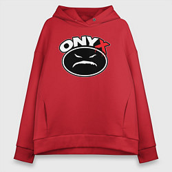 Толстовка оверсайз женская Onyx - black logo, цвет: красный