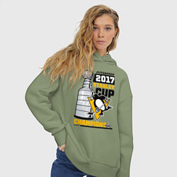 Толстовка оверсайз женская Питтсбург Пингвинз НХЛ, цвет: авокадо — фото 2