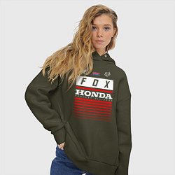 Толстовка оверсайз женская Honda racing, цвет: хаки — фото 2