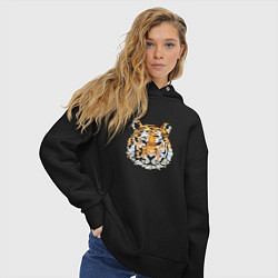 Толстовка оверсайз женская Stroking tiger, цвет: черный — фото 2