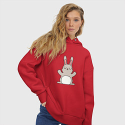 Толстовка оверсайз женская Hello Bunny, цвет: красный — фото 2