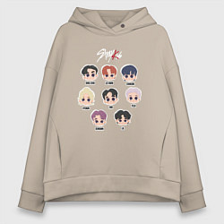 Толстовка оверсайз женская Stray Kids Chibi, цвет: миндальный