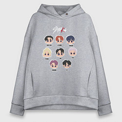 Толстовка оверсайз женская Stray Kids Chibi, цвет: меланж
