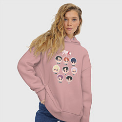 Толстовка оверсайз женская Stray Kids Chibi, цвет: пыльно-розовый — фото 2