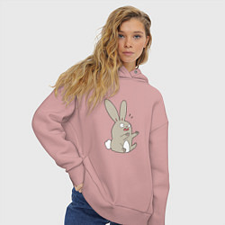 Толстовка оверсайз женская Испуганный кролик, цвет: пыльно-розовый — фото 2