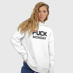 Толстовка оверсайз женская Fuck monday, anti-brand, fila, цвет: белый — фото 2