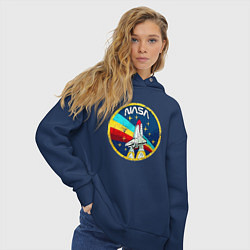 Толстовка оверсайз женская NASA - emblem - USA, цвет: тёмно-синий — фото 2