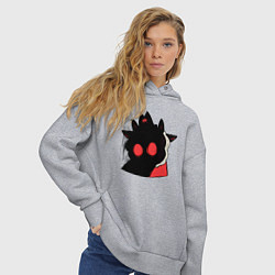 Толстовка оверсайз женская Cult of the Lamb - Овечка в испуге, цвет: меланж — фото 2