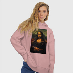Толстовка оверсайз женская Мона Лиза абстракция, цвет: пыльно-розовый — фото 2