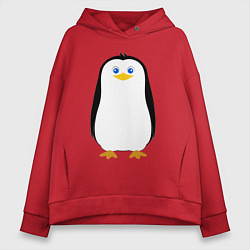 Толстовка оверсайз женская Красивый пингвин, цвет: красный