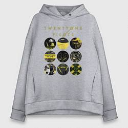 Толстовка оверсайз женская Twenty One Pilots коллаж, цвет: меланж