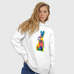 Толстовка оверсайз женская Кролик в стиле поп-арт, цвет: белый — фото 2