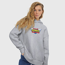 Толстовка оверсайз женская Team Sonic racing - logo, цвет: меланж — фото 2