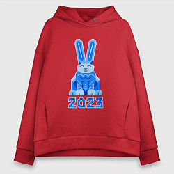 Толстовка оверсайз женская Геометрический синий кролик 2023, цвет: красный