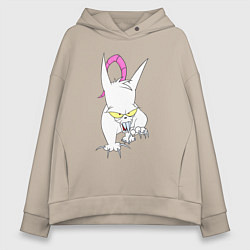 Толстовка оверсайз женская Evil the cat - Червяк джим, цвет: миндальный