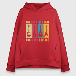 Толстовка оверсайз женская Гитар не бывает много, цвет: красный