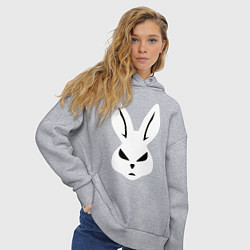 Толстовка оверсайз женская Evil bunny head, цвет: меланж — фото 2