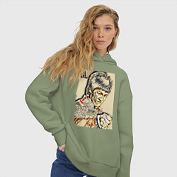 Толстовка оверсайз женская Брюс Ли - джиткундо, цвет: авокадо — фото 2