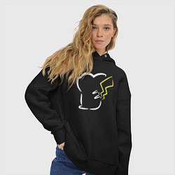 Толстовка оверсайз женская Пикачу минимализм, цвет: черный — фото 2
