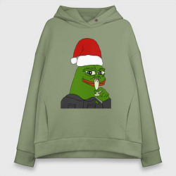 Толстовка оверсайз женская Новогодний пепе, цвет: авокадо