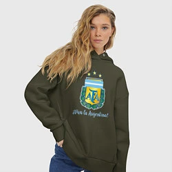 Толстовка оверсайз женская Эмблема федерации футбола Аргентины, цвет: хаки — фото 2