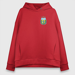 Толстовка оверсайз женская Герб федерации футбола Аргентины, цвет: красный