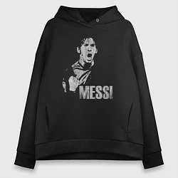Толстовка оверсайз женская Leo Messi scream, цвет: черный