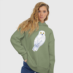 Толстовка оверсайз женская Белая полярная сова, цвет: авокадо — фото 2