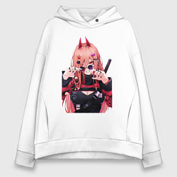 Толстовка оверсайз женская Человек - бензопила крутая Пауэр, цвет: белый