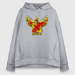 Толстовка оверсайз женская Дота 2 - огненный феникс, цвет: меланж