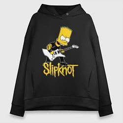 Толстовка оверсайз женская Slipknot Барт Симпсон рокер, цвет: черный