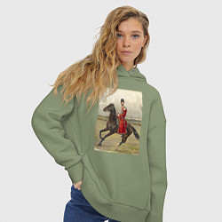 Толстовка оверсайз женская Николай II на коне, цвет: авокадо — фото 2