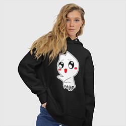 Толстовка оверсайз женская Котик Мур, цвет: черный — фото 2