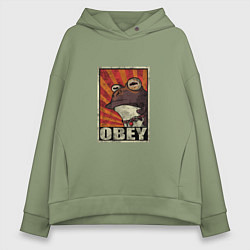 Толстовка оверсайз женская Obey frog, цвет: авокадо