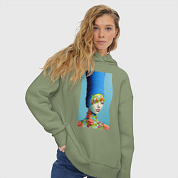 Толстовка оверсайз женская Юная Мардж Симпсон - нейросеть, цвет: авокадо — фото 2