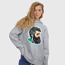 Толстовка оверсайз женская Мужчина с бородой, цвет: меланж — фото 2