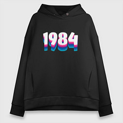 Толстовка оверсайз женская Made in 1984 vintage art, цвет: черный