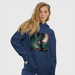 Толстовка оверсайз женская Космическая клумба, цвет: тёмно-синий — фото 2