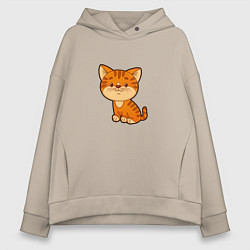 Толстовка оверсайз женская Рыжий котенок, цвет: миндальный