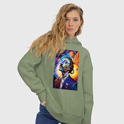 Толстовка оверсайз женская Портрет Сальвадора Дали, цвет: авокадо — фото 2