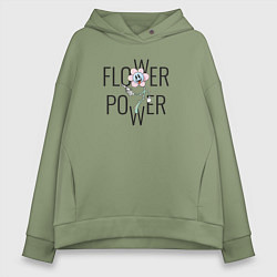 Толстовка оверсайз женская Flower power, цвет: авокадо