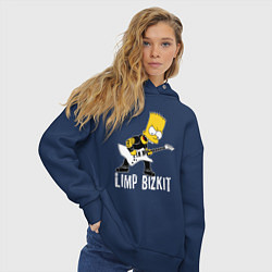 Толстовка оверсайз женская Limp Bizkit Барт Симпсон рокер, цвет: тёмно-синий — фото 2