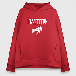 Толстовка оверсайз женская Led Zeppelin падший ангел, цвет: красный