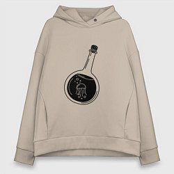 Толстовка оверсайз женская Медуза в бутылке, цвет: миндальный