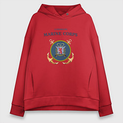 Толстовка оверсайз женская Корпус морской пехоты княжества Люксембург, цвет: красный