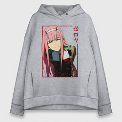 Толстовка оверсайз женская Zero Two anime girl, цвет: меланж
