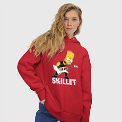 Толстовка оверсайз женская Skillet Барт Симпсон рокер, цвет: красный — фото 2
