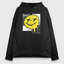 Толстовка оверсайз женская Smile positive, цвет: черный