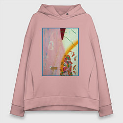 Толстовка оверсайз женская Летняя абстракция, цвет: пыльно-розовый